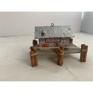 Fishing Shack Ornament Miniature Live Bait Shop Boat Rental 2000 Hallmark Collec